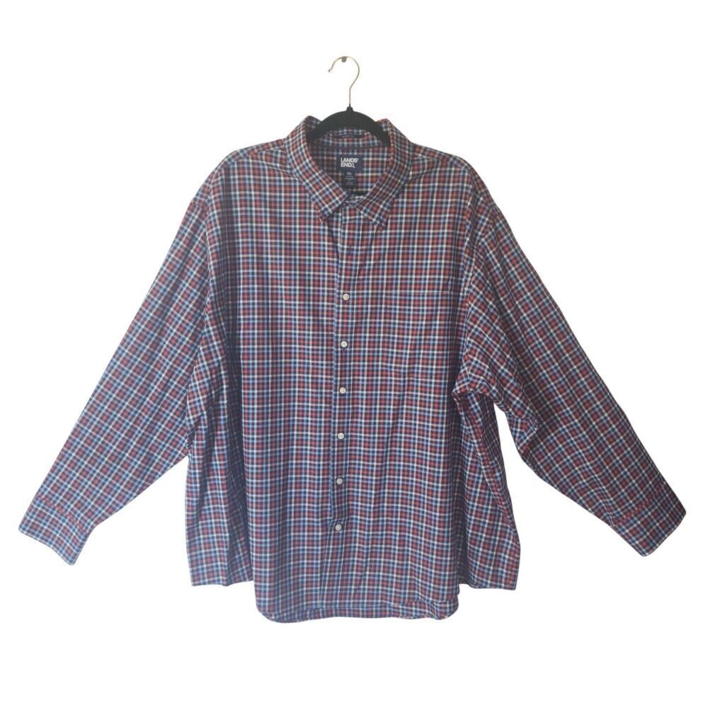 Lands' End Button Down Shirt No Iron Twill Button Down 3XL 19-19.5 Collar Cotton